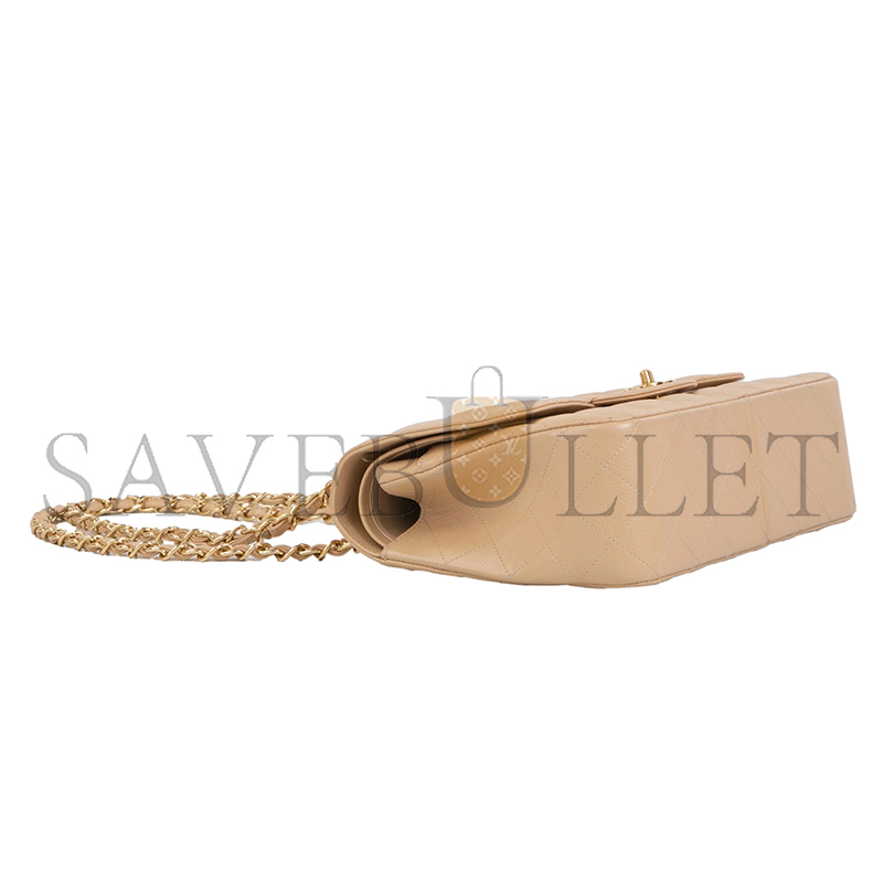 CHANEL JUMBO CLASSIC DOUBLE FLAP BAG BEIGE CAVIAR GOLD HARDWARE (30*21*9cm)